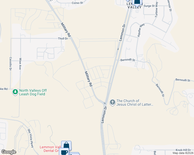 map of restaurants, bars, coffee shops, grocery stores, and more near 5280-7572 Military Road in Reno