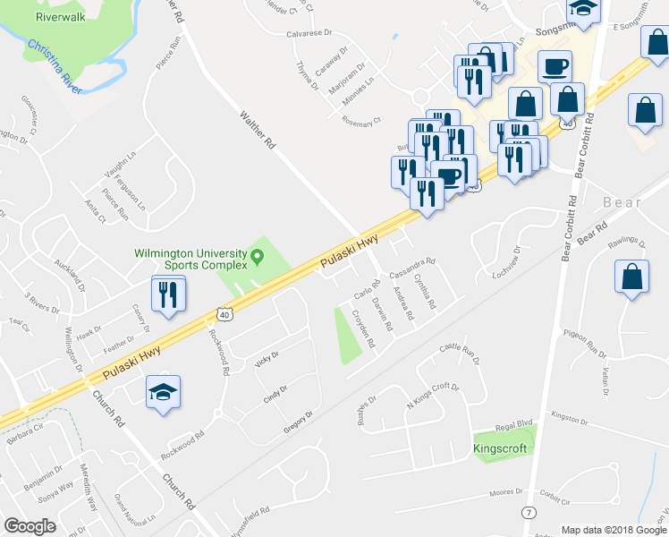 map of restaurants, bars, coffee shops, grocery stores, and more near 20 David Place in Newark