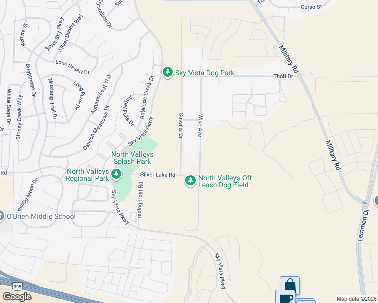 map of restaurants, bars, coffee shops, grocery stores, and more near 8390 Cassilis Drive in Reno