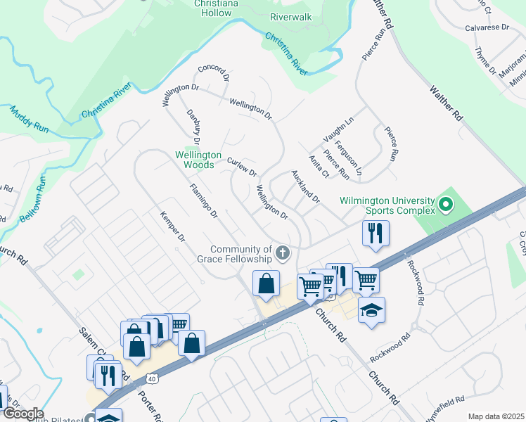 map of restaurants, bars, coffee shops, grocery stores, and more near 5 Bushwick Drive in Newark