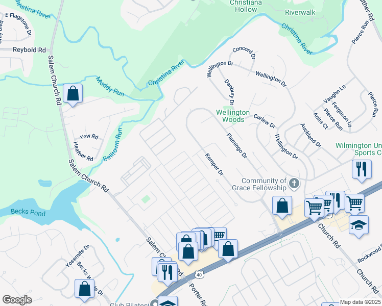 map of restaurants, bars, coffee shops, grocery stores, and more near 219 West Plover Drive in Newark