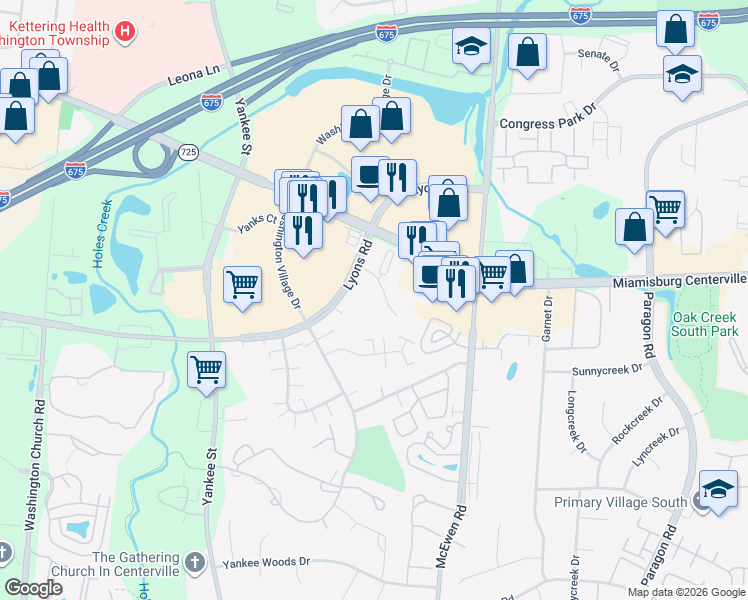 map of restaurants, bars, coffee shops, grocery stores, and more near 1044 Cambridge Station Road in Montgomery County