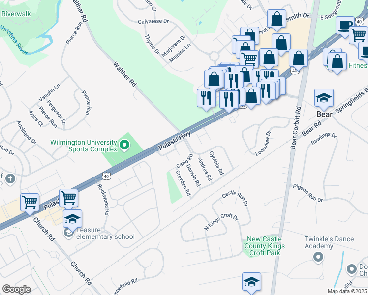 map of restaurants, bars, coffee shops, grocery stores, and more near 4 Glendale Boulevard in Newark