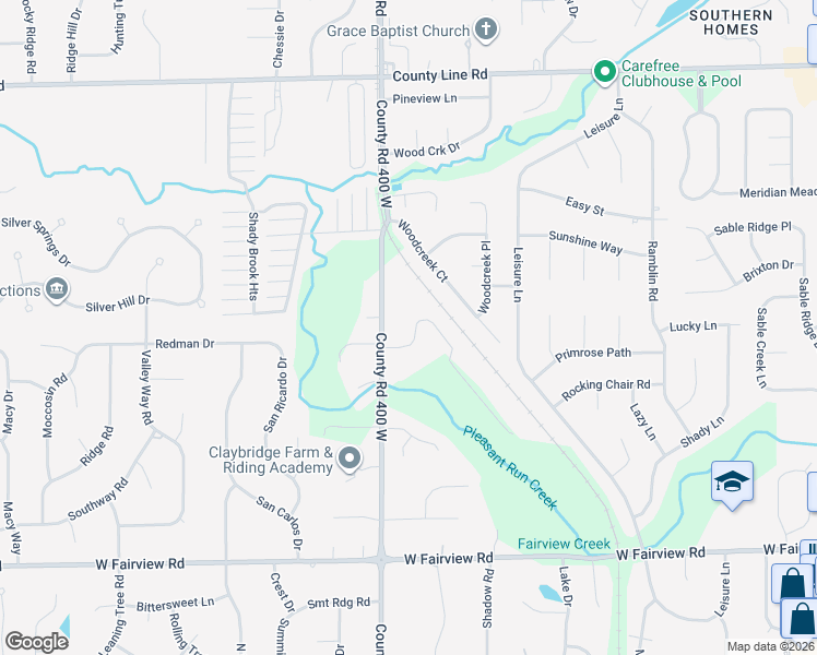 map of restaurants, bars, coffee shops, grocery stores, and more near 3974 Creekwood Drive in Greenwood