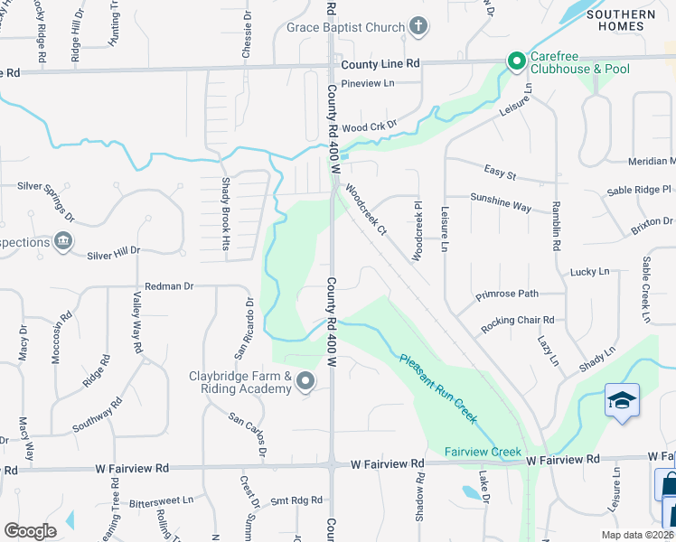 map of restaurants, bars, coffee shops, grocery stores, and more near 3974 Creekwood Drive in Greenwood