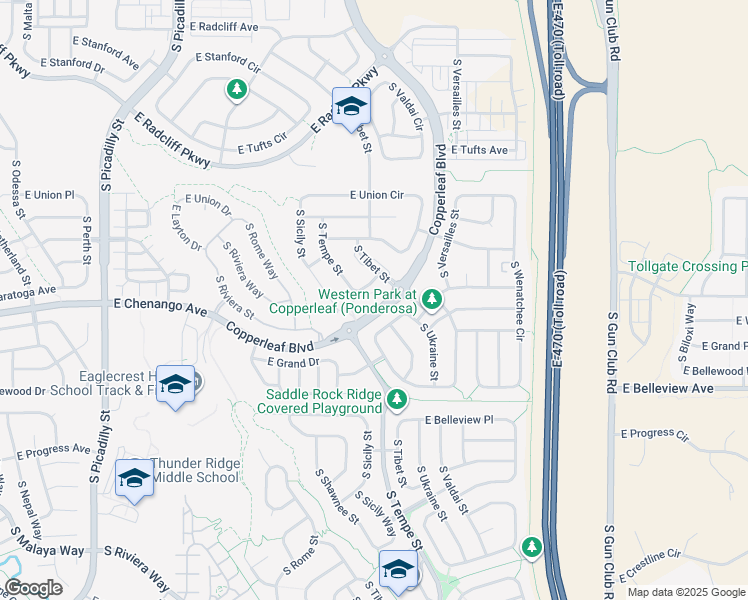 map of restaurants, bars, coffee shops, grocery stores, and more near 4895 South Tibet Street in Aurora