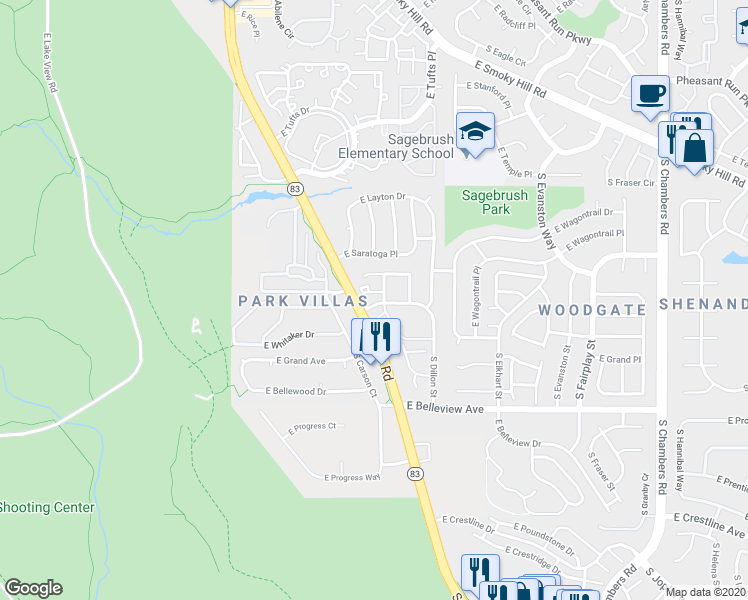 map of restaurants, bars, coffee shops, grocery stores, and more near in Aurora