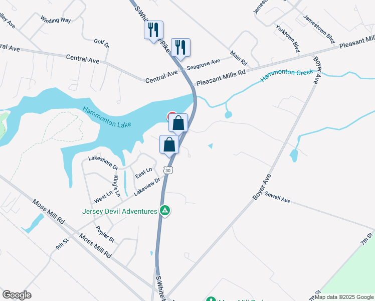map of restaurants, bars, coffee shops, grocery stores, and more near 777 South White Horse Pike in Hammonton