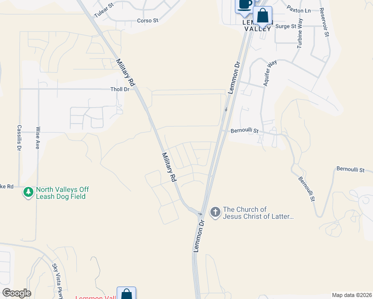 map of restaurants, bars, coffee shops, grocery stores, and more near 5280-6932 Military Road in Reno
