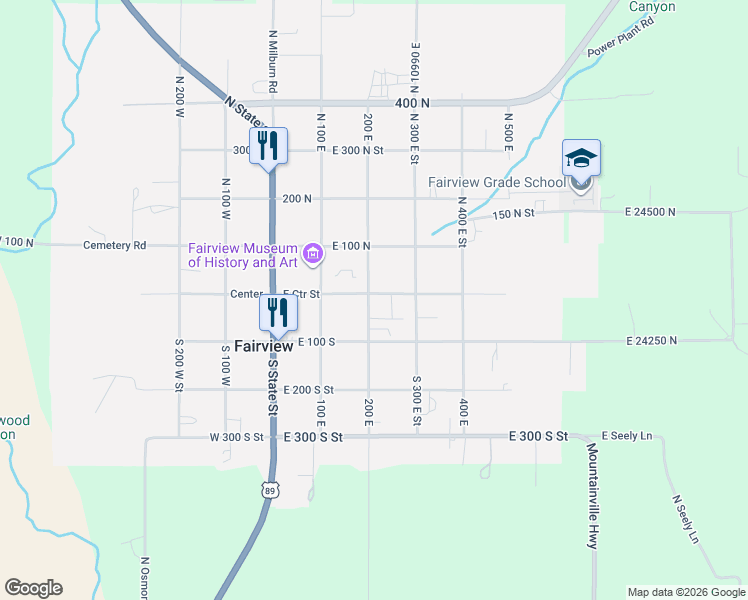 map of restaurants, bars, coffee shops, grocery stores, and more near 15 South 200 East Street in Fairview