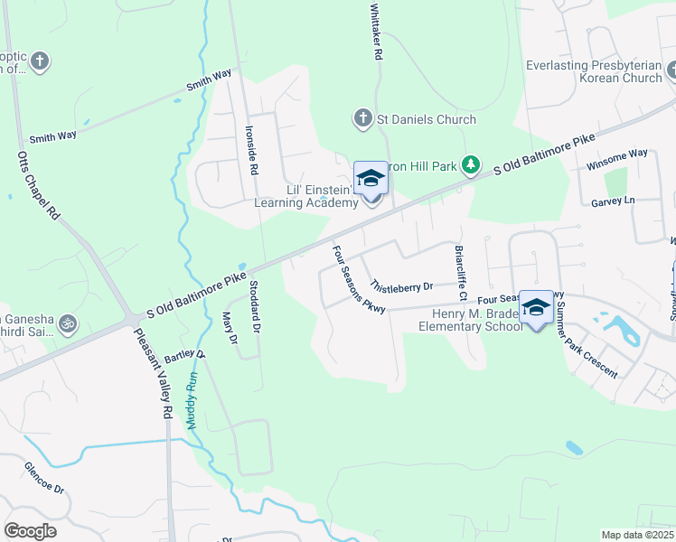 map of restaurants, bars, coffee shops, grocery stores, and more near 1 Oakview Drive in Newark