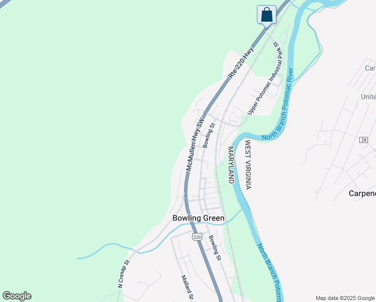 map of restaurants, bars, coffee shops, grocery stores, and more near 12211 McMullen Highway Southwest in Cumberland