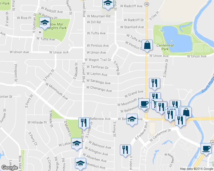 map of restaurants, bars, coffee shops, grocery stores, and more near 3332 West Saratoga Avenue in Englewood