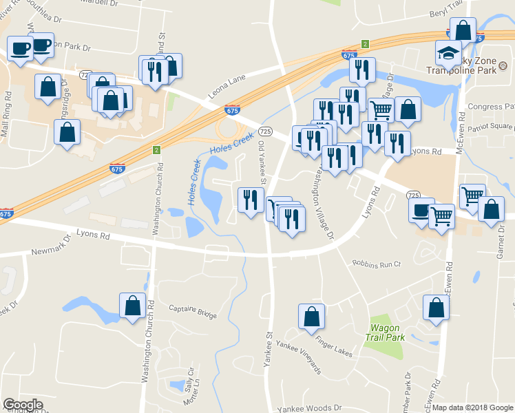 map of restaurants, bars, coffee shops, grocery stores, and more near 1545 Causeway Drive in Montgomery County