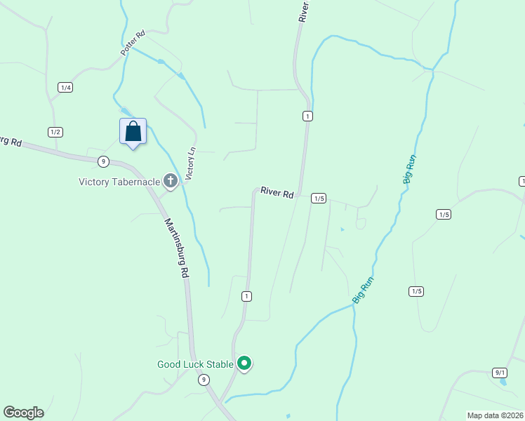 map of restaurants, bars, coffee shops, grocery stores, and more near 9463 River Road in Hedgesville