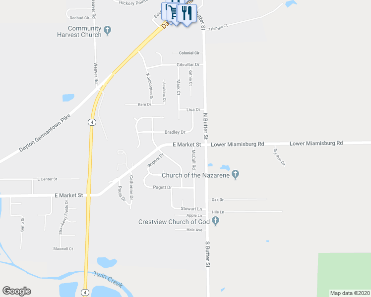 map of restaurants, bars, coffee shops, grocery stores, and more near 1311 East Market Street in Germantown
