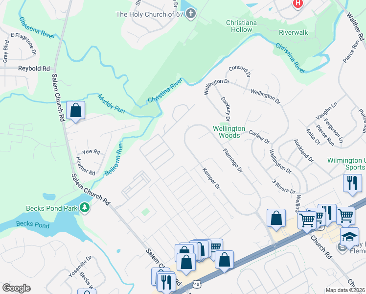 map of restaurants, bars, coffee shops, grocery stores, and more near 328 Kemper Drive in Newark