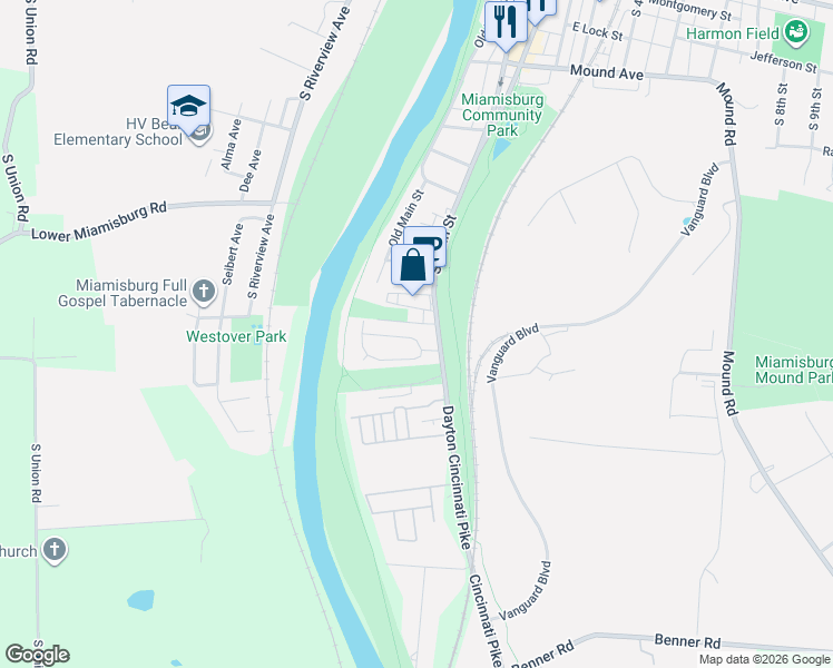 map of restaurants, bars, coffee shops, grocery stores, and more near 27 Arthur Avenue in Miamisburg