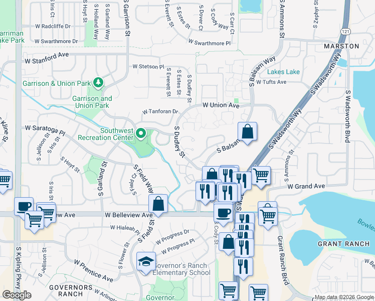 map of restaurants, bars, coffee shops, grocery stores, and more near in 