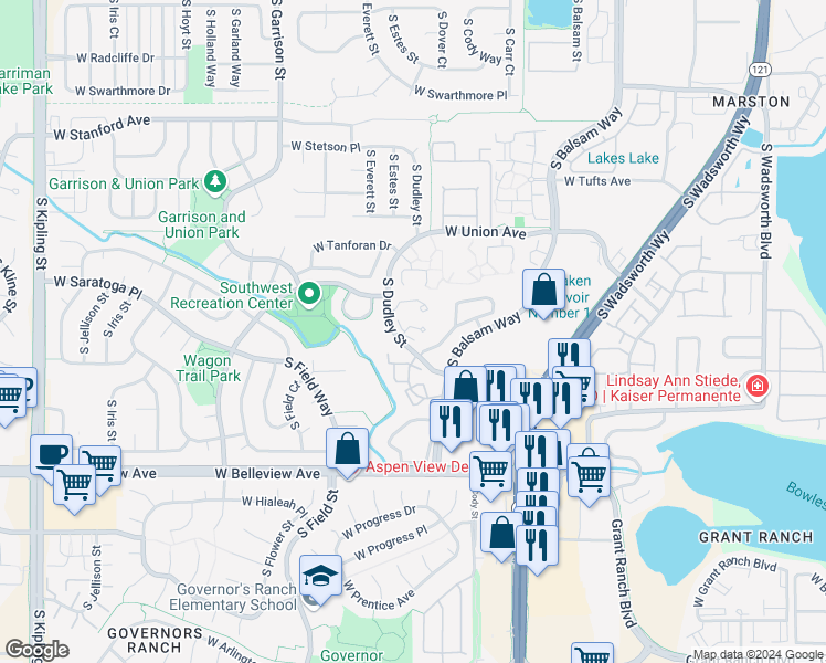 map of restaurants, bars, coffee shops, grocery stores, and more near in 