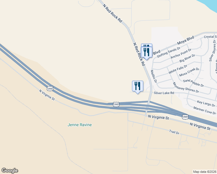 map of restaurants, bars, coffee shops, grocery stores, and more near Martin Luther King Junior Freeway in Reno