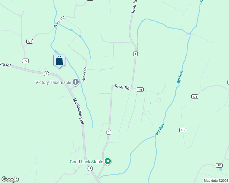 map of restaurants, bars, coffee shops, grocery stores, and more near 9463 River Road in Hedgesville