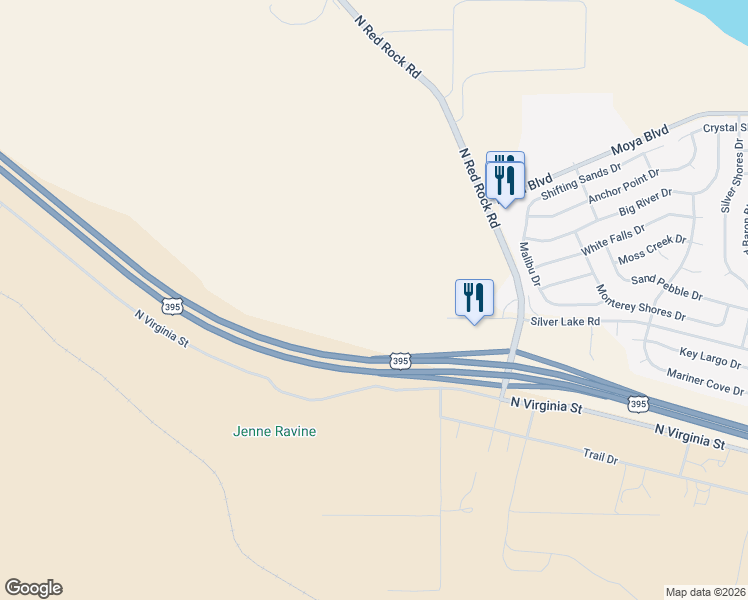 map of restaurants, bars, coffee shops, grocery stores, and more near Martin Luther King Junior Freeway in Reno