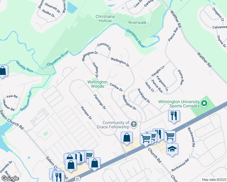 map of restaurants, bars, coffee shops, grocery stores, and more near 67 3 Rivers Drive in Newark