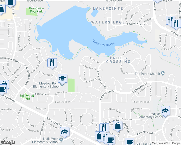 map of restaurants, bars, coffee shops, grocery stores, and more near 4767 South Zeno Street in Aurora