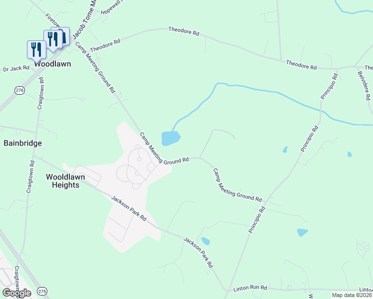 map of restaurants, bars, coffee shops, grocery stores, and more near 335 Camp Meeting Ground Road in Port Deposit