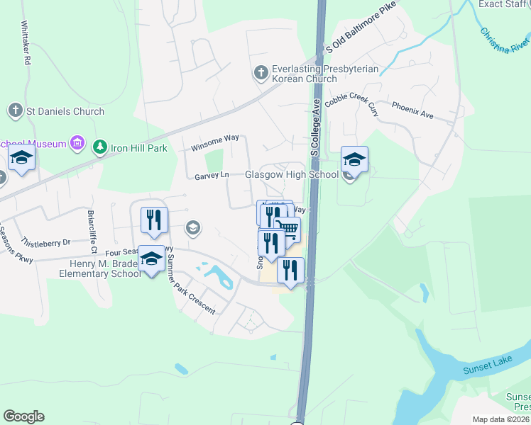 map of restaurants, bars, coffee shops, grocery stores, and more near 231 Britain Court in Newark