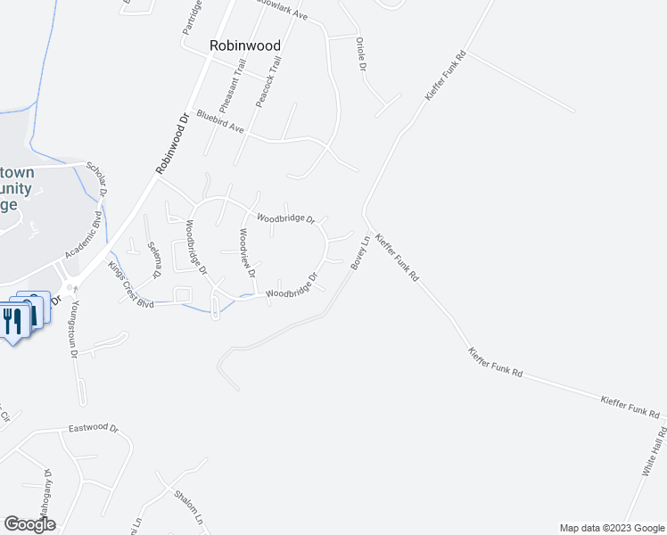 map of restaurants, bars, coffee shops, grocery stores, and more near 11403 Sunny View Court in Hagerstown