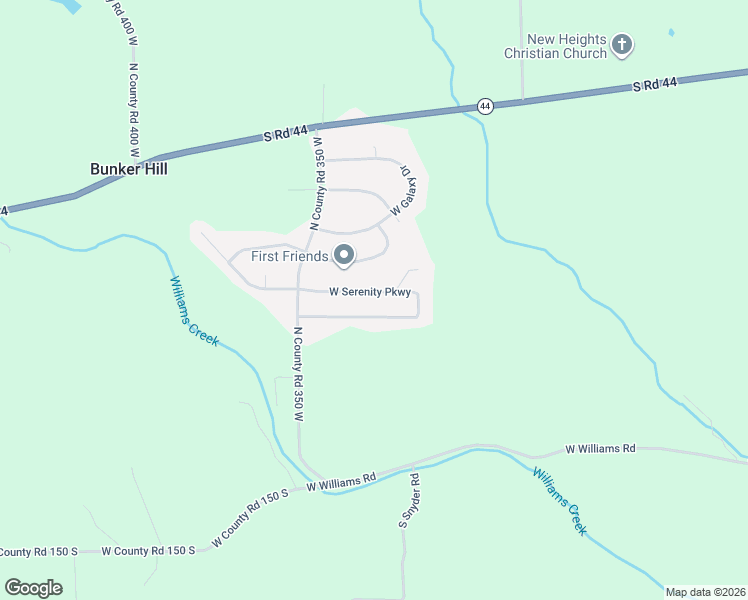 map of restaurants, bars, coffee shops, grocery stores, and more near 3175 West Serenity Parkway in Connersville
