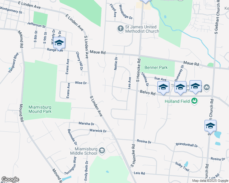 map of restaurants, bars, coffee shops, grocery stores, and more near 1301 Nettie Drive in Miamisburg