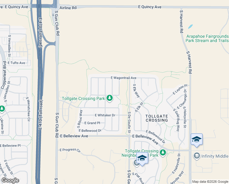 map of restaurants, bars, coffee shops, grocery stores, and more near 4811 South Coolidge Street in Aurora