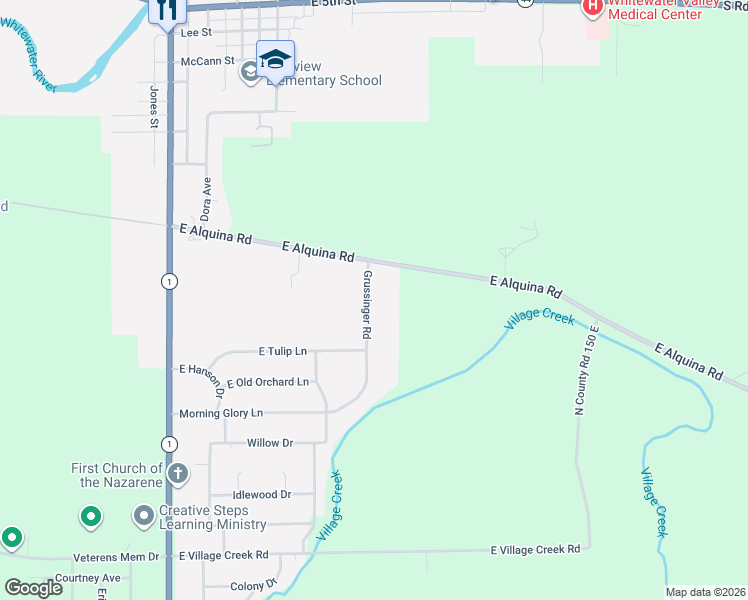 map of restaurants, bars, coffee shops, grocery stores, and more near 710 Morning Glory Lane in Connersville