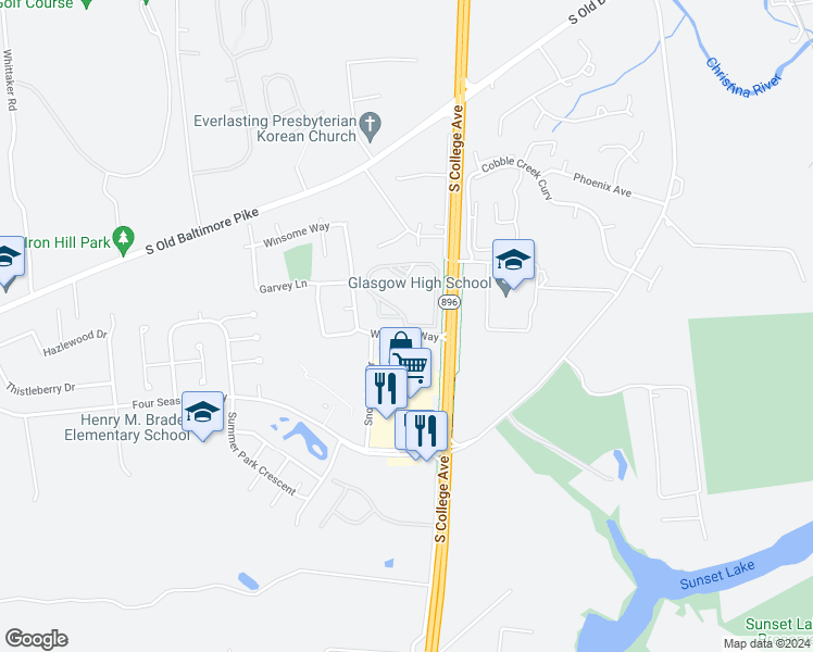 map of restaurants, bars, coffee shops, grocery stores, and more near 1325 Waters Edge Drive in Newark