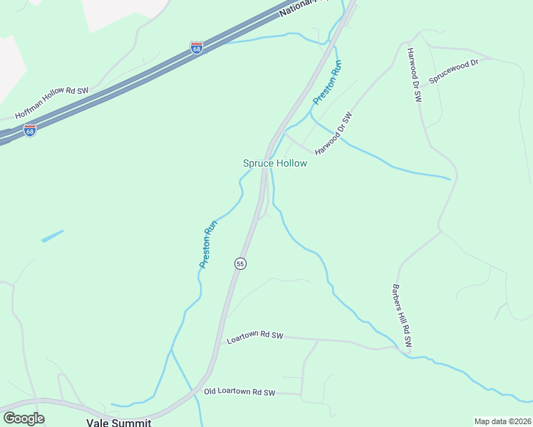 map of restaurants, bars, coffee shops, grocery stores, and more near 12008 Hickory Ridge Lane Southwest in Frostburg