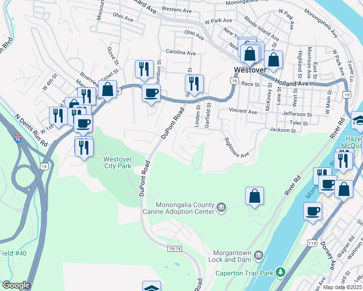 map of restaurants, bars, coffee shops, grocery stores, and more near 11-127 West Lincoln Avenue in Westover