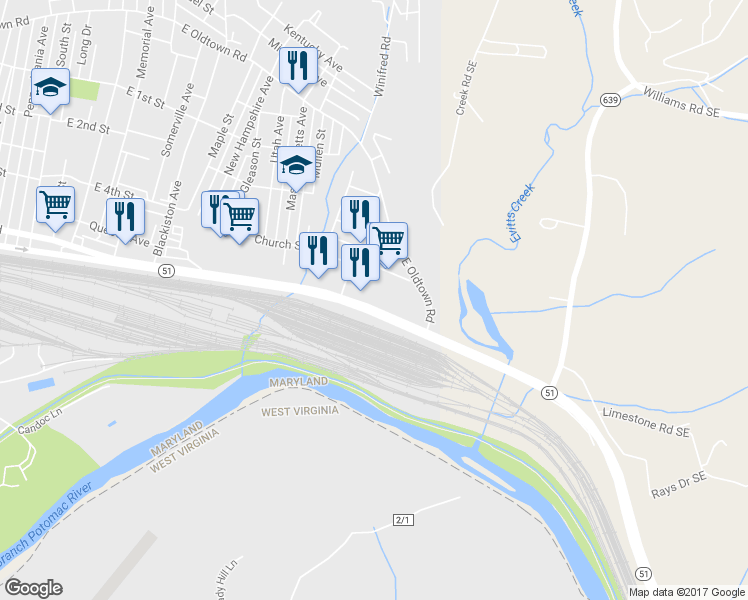map of restaurants, bars, coffee shops, grocery stores, and more near 1310 W Industrial Blvd in Cumberland