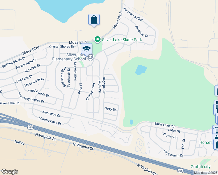 map of restaurants, bars, coffee shops, grocery stores, and more near 7499 Tallgrass Drive in Reno