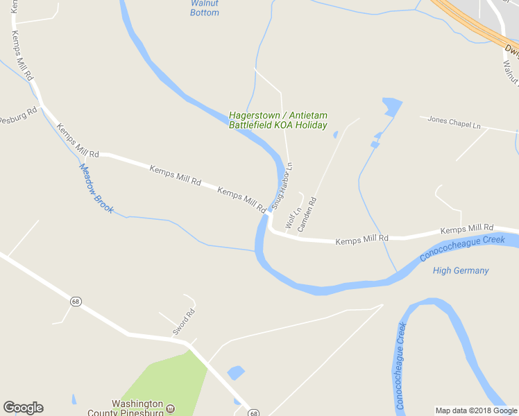 map of restaurants, bars, coffee shops, grocery stores, and more near 11745 Kemps Mill Road in Williamsport