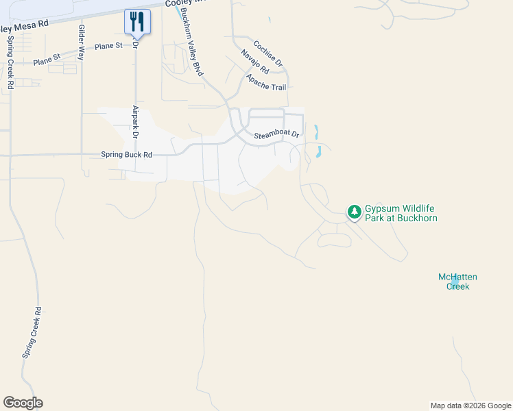 map of restaurants, bars, coffee shops, grocery stores, and more near 238 Tomahawk Drive in Gypsum