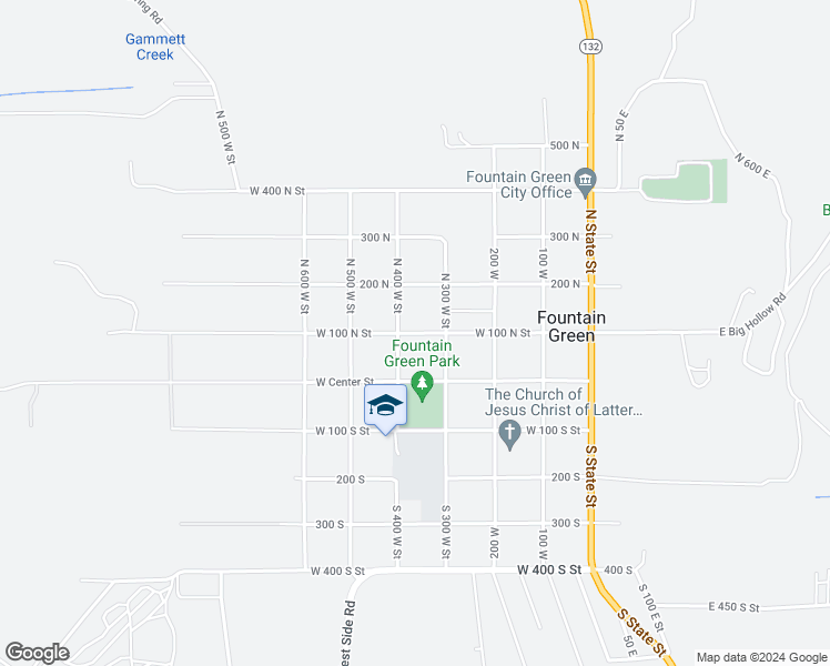 map of restaurants, bars, coffee shops, grocery stores, and more near 395 W 100 South in Fountain Green