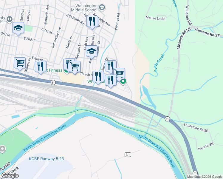 map of restaurants, bars, coffee shops, grocery stores, and more near 1310 W Industrial Blvd in Cumberland