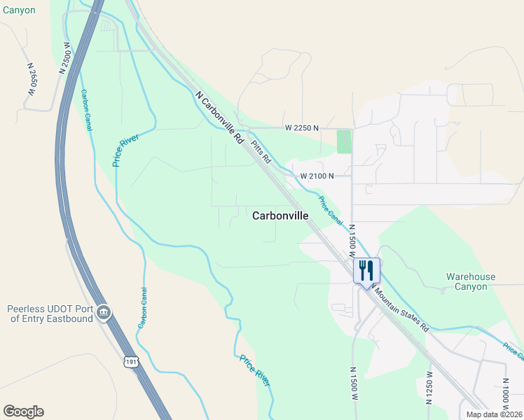 map of restaurants, bars, coffee shops, grocery stores, and more near 1811 West 2000 North in Helper