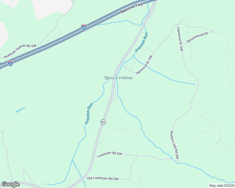 map of restaurants, bars, coffee shops, grocery stores, and more near 12008 Hickory Ridge Lane Southwest in Frostburg