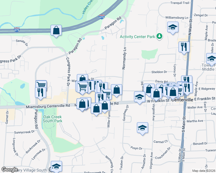 map of restaurants, bars, coffee shops, grocery stores, and more near 202 Crystal Point Drive in Montgomery County