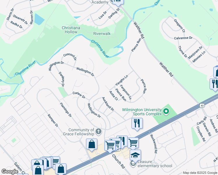 map of restaurants, bars, coffee shops, grocery stores, and more near 246 Anita Court in Newark