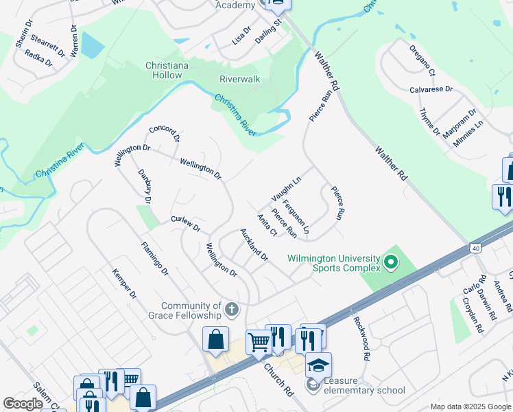 map of restaurants, bars, coffee shops, grocery stores, and more near 246 Anita Court in Newark